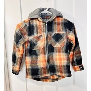 Brooklyn Cloth Boys Plaid Flannel Hooded Full-Zip Shacket Jacket Multicolor SZ 6